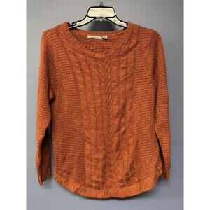 Jason Maxwell Women’s 2X Orange Cable Knit Pullover Sweater